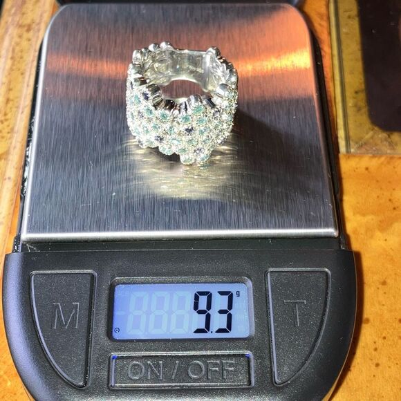 Natural Blue Apatite Iolite Sterling Silver Bubble Ring Size 6 - Picture 9 of 9